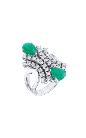 Кольцо  1,00 ct Round Diamonds & Green Stone (39561)