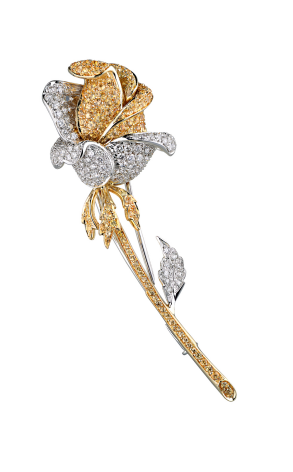 Picchiotti Yellow and White Gold Rose Brooch