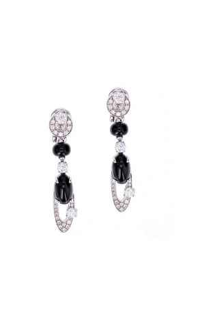 Серьги Bvlgari Elisia Vintage Diamonds & Onyx & White Gold Earrings (39618)