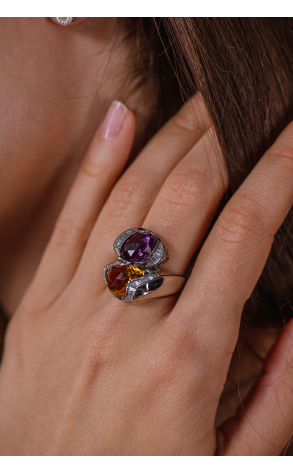 Кольцо Gianni Lazzaro Diamonds & Citrine & Amethyst (38876) №2