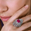 Кольцо  Red Ruby 3,50 ct Radiant & 3.50 ct Diamonds & White Gold (39573) №5