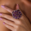 Кольцо  Moving Amethyst & Diamonds Flower (38945) №5