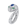 Кольцо  в стиле Bvlgari Serpenti Diamonds & Emeralds & Sapphire (39102) №2